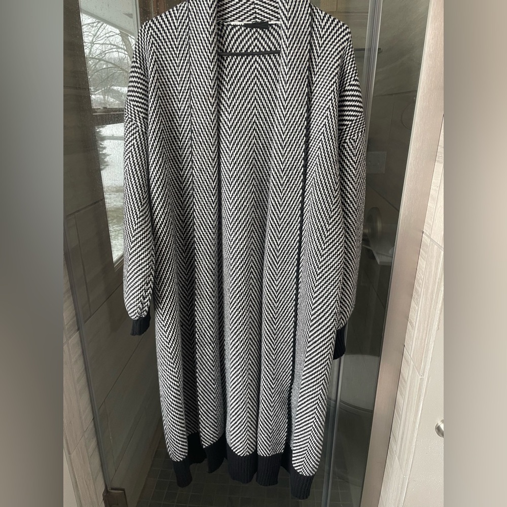 Vici Black and White Chevron Cardigan